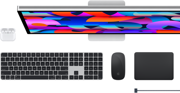 Mac Zubehör: AirPods, Studio Display, Magic Keyboard, Magic Mouse, Magic Trackpad, MagSafe Ladekabel